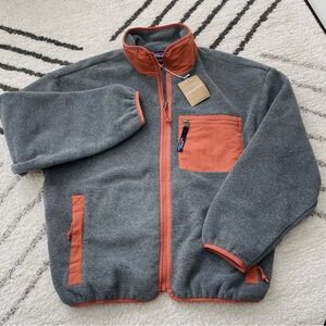 Women's PATAGONIA Synchilla Fleece Jacket‎ NICKEL w/ BURL RED L